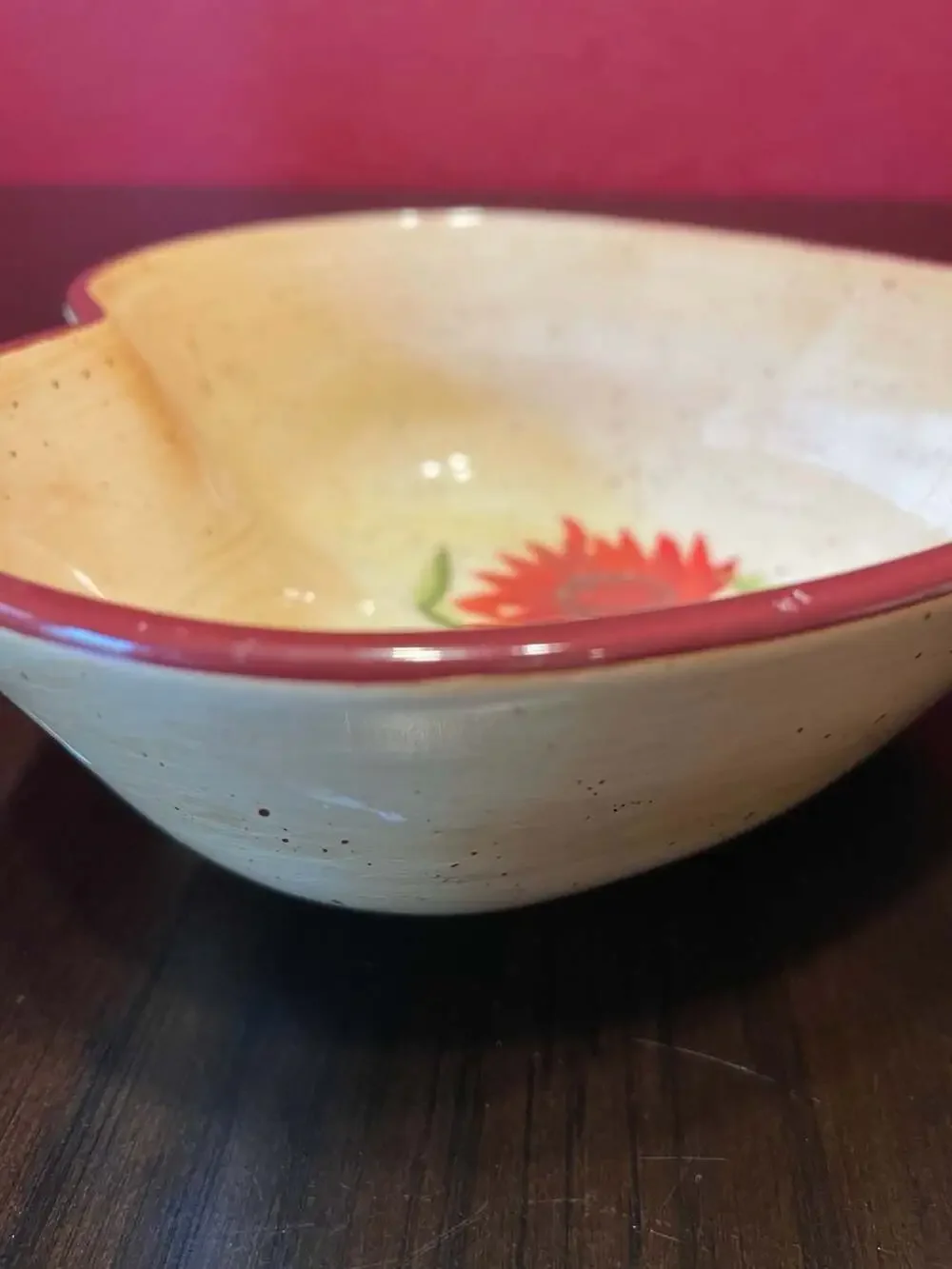 Pfaltzgraff Evening Sun Heart Shaped Serving Bowl with Sunflower Design